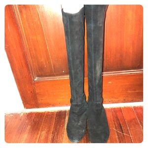 Black suede over the knee boots